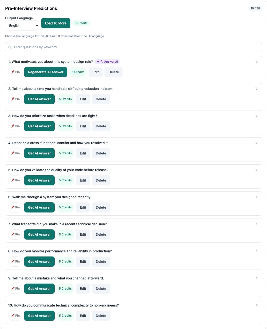 AI Question Prediction - Predict likely interview questions from the job description and interview context.